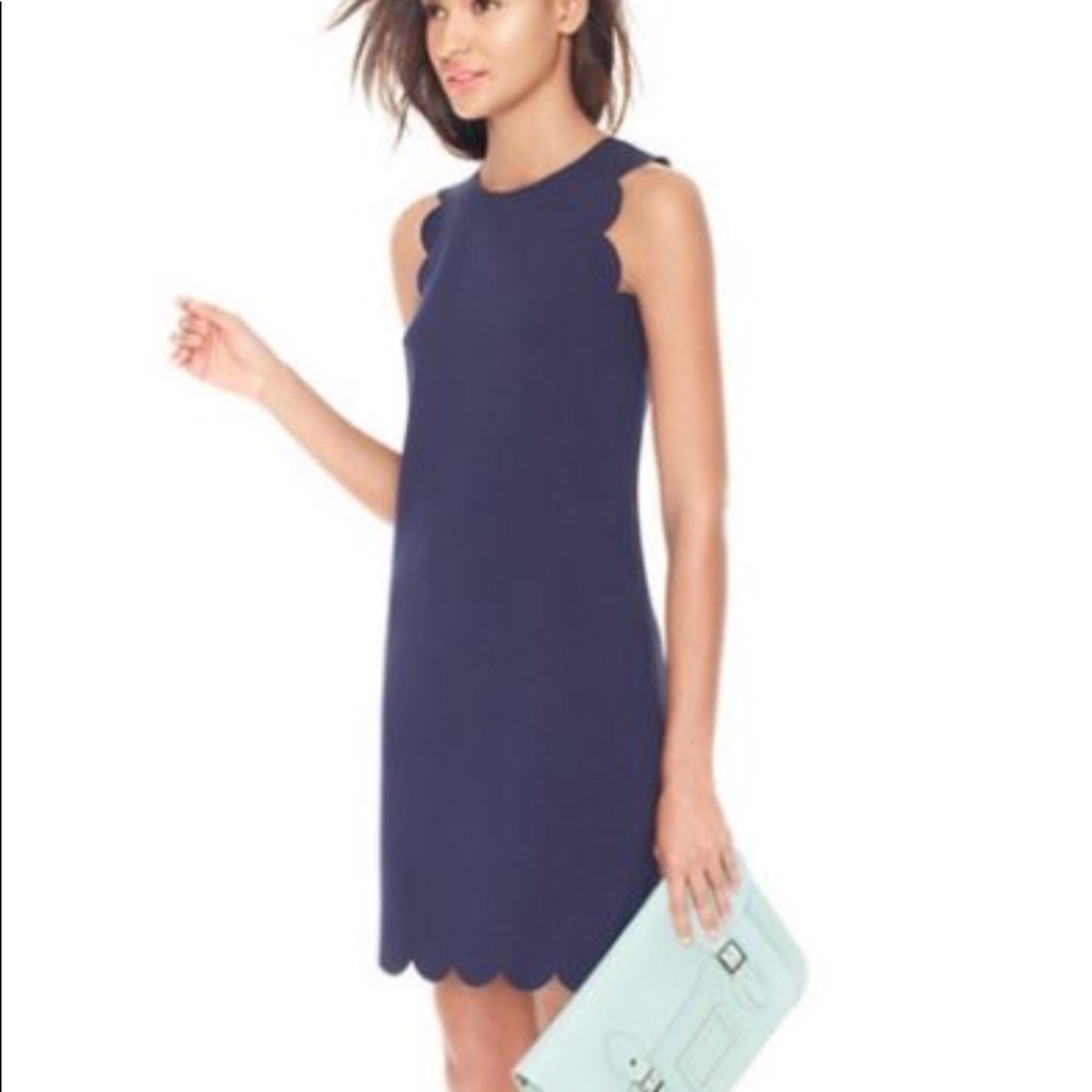 Jcrew Scalloped Sheath Dress - Navy size 4
